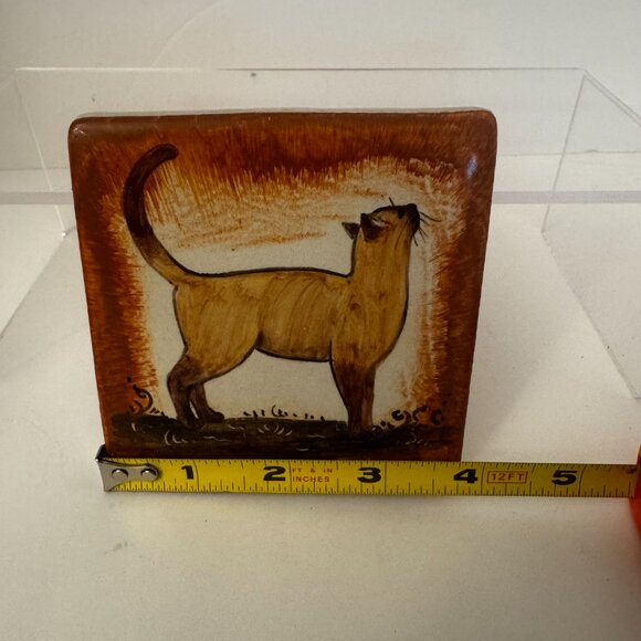 Cute Siamese Cat Ceramic Tile 4x4" Decorative Trivet Backsplash Gift - Picture 5 of 6